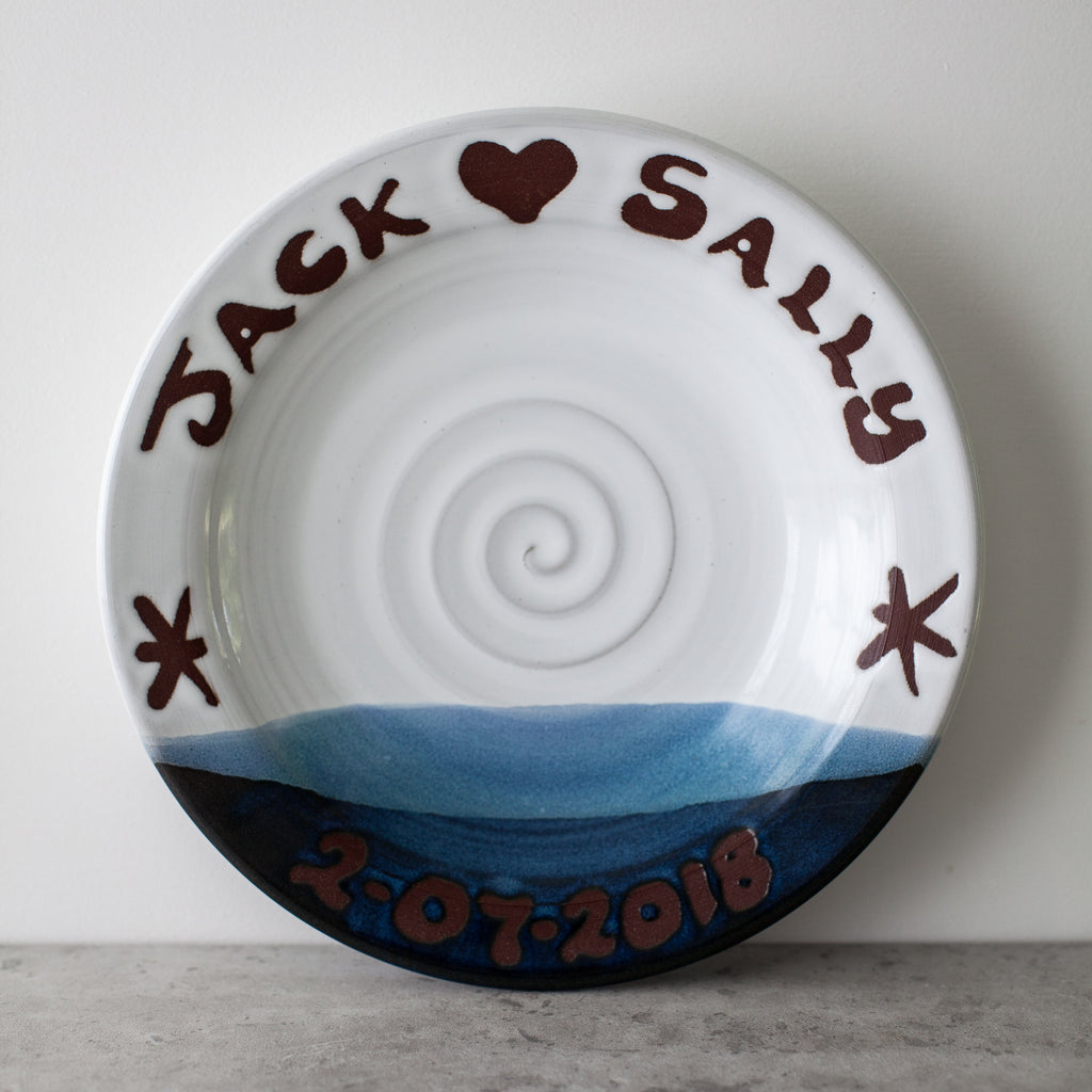 Atlantic Wave Personalised Small Shallow Wide Rimmed Bowl