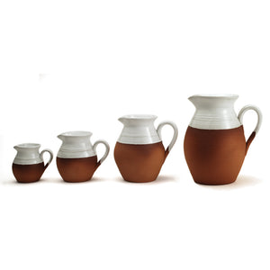 Classic Jug Collection - natural terracotta with a splash of white glaze