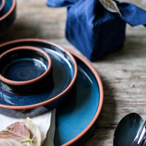 Irish Handmade Pottery Blue on Red Mini Server