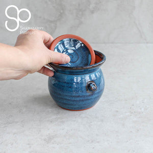Irish Handmade Pottery Mystic Blue Jam Pot Lidded