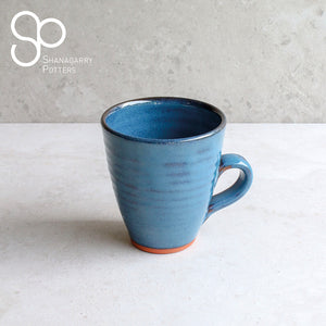 Irish Handmade Pottery Mystic Blue Curved Mug