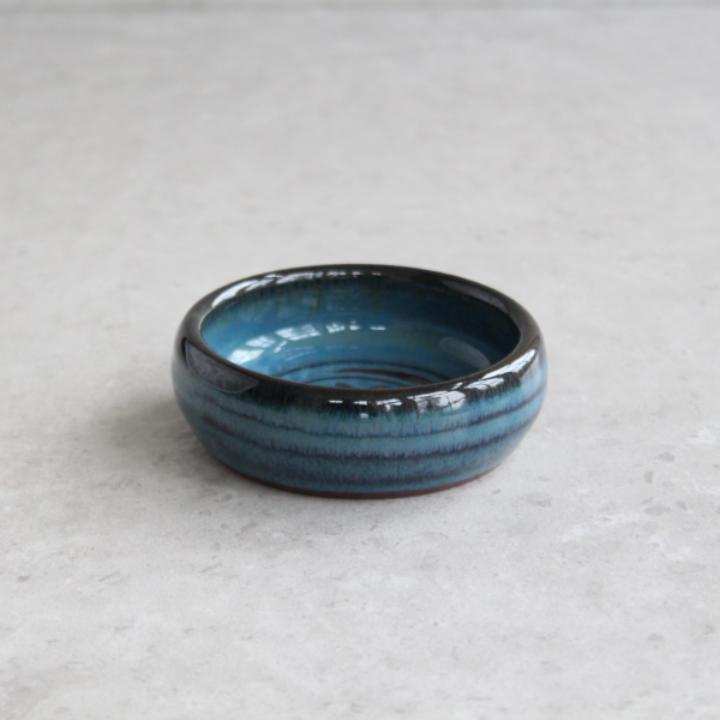 Irish Handmade Pottery Mystic Blue  Flower Stamp Dish