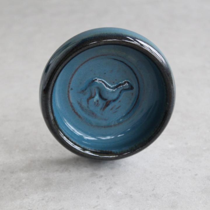 Irish Handmade Pottery Mystic Blue  Irish Wolf Hound Stamp D