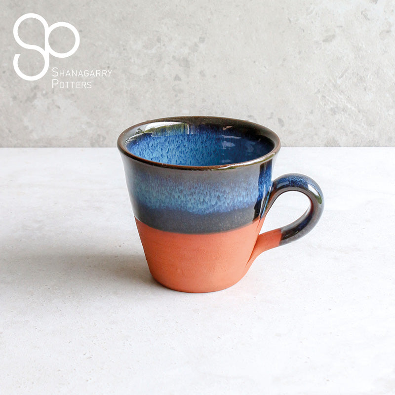 Irish Handmade Pottery Blue on Red Flared Mug |2nd