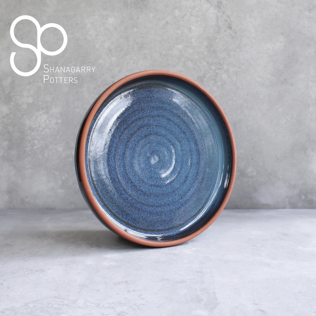 Irish Handmade Pottery Blue on Red Medium Server |2nd