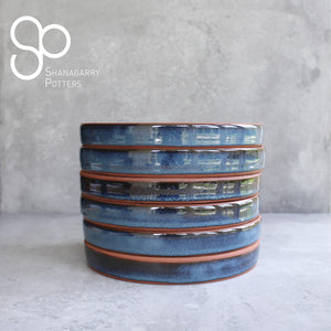 Irish Handmade Pottery Blue on Red Medium Server |2nd